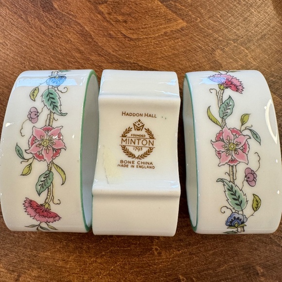 Minton Haddon Hall Green Line Bone China Napkin Rings. Sets of 6. - Picture 6 of 6